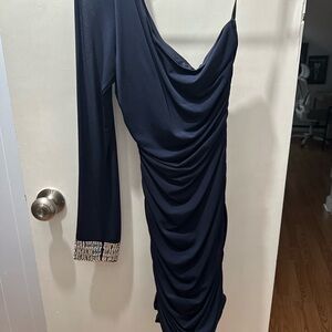 Elegant Black Dress with Beaded Cuff